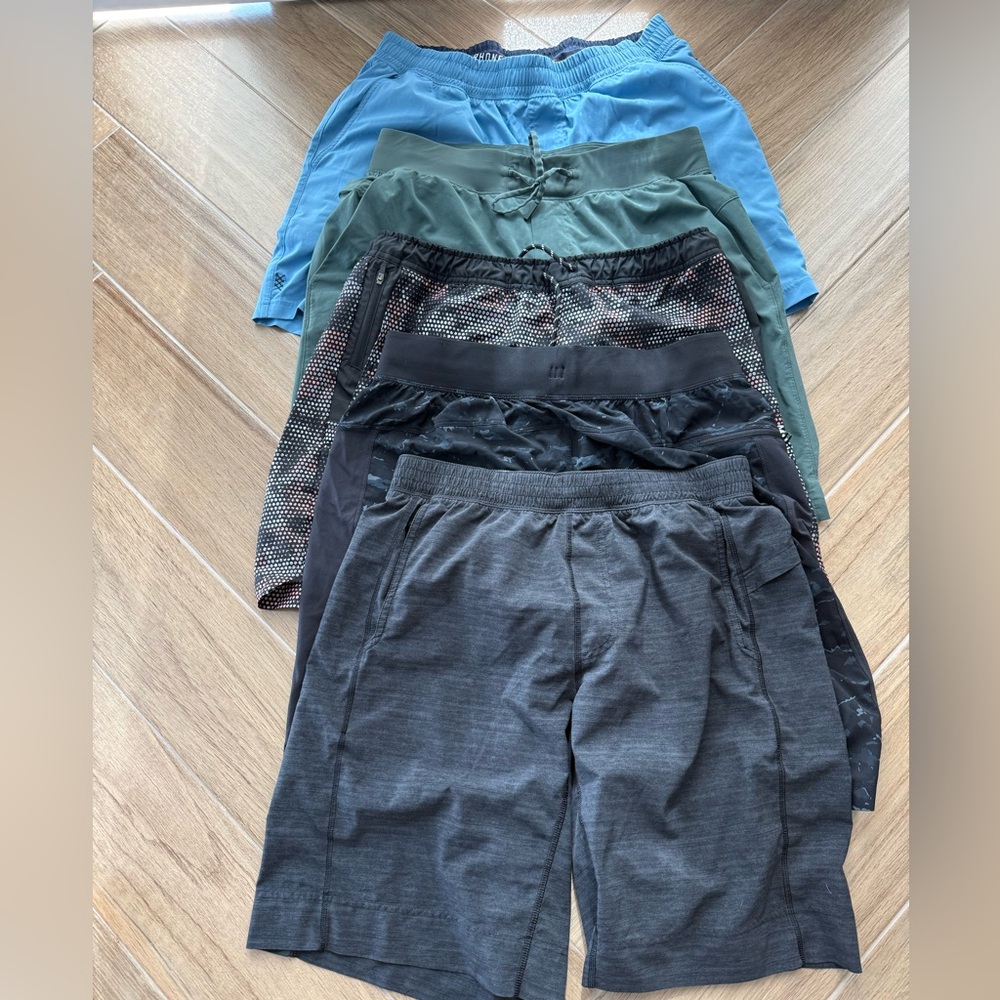 Men's Athletic Shorts - Large L - Lululemon, Municipal & Rhône - 5 pairs